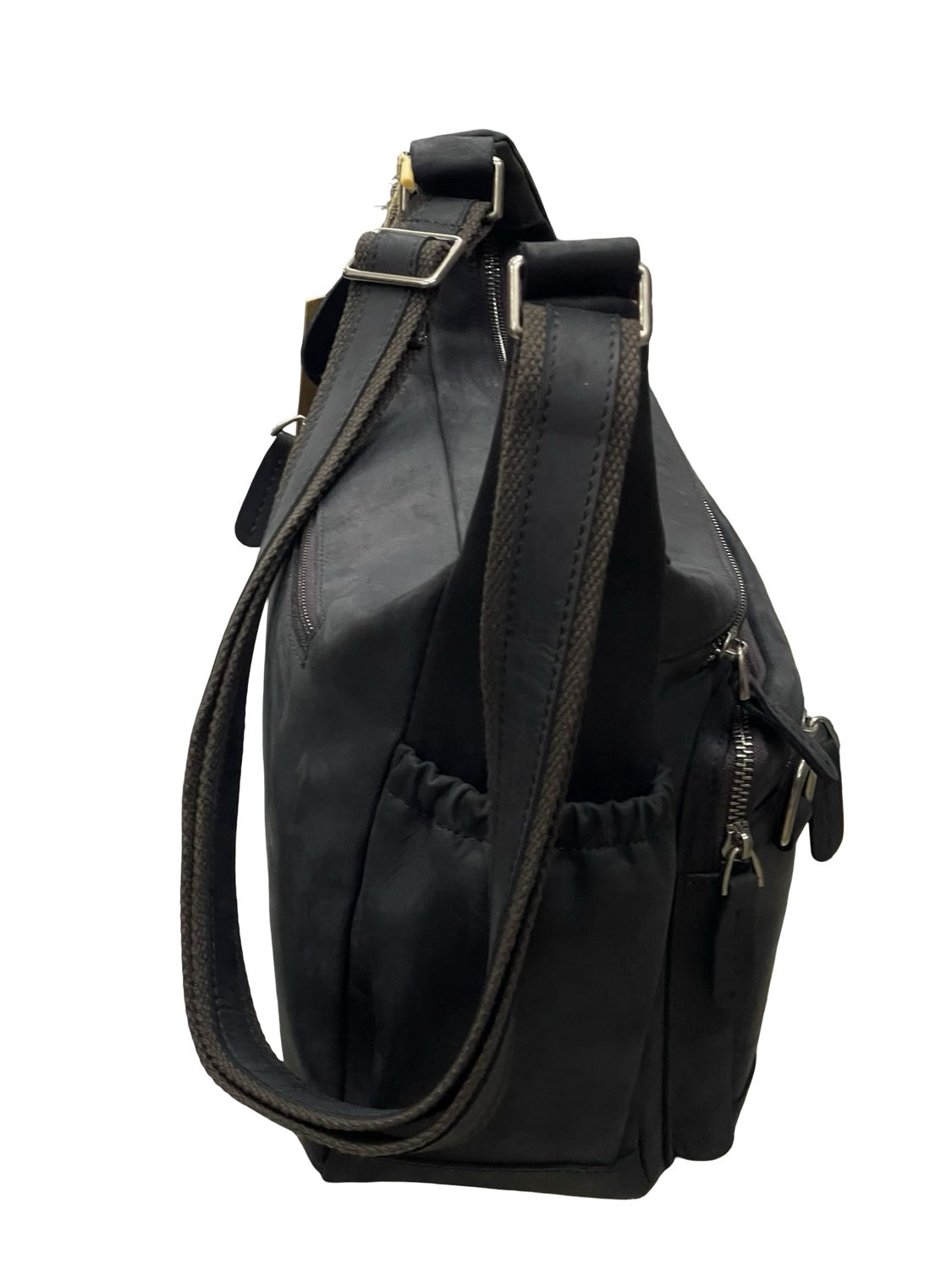 Premium Italian Leather Multi‑Zip Crossbody Bag