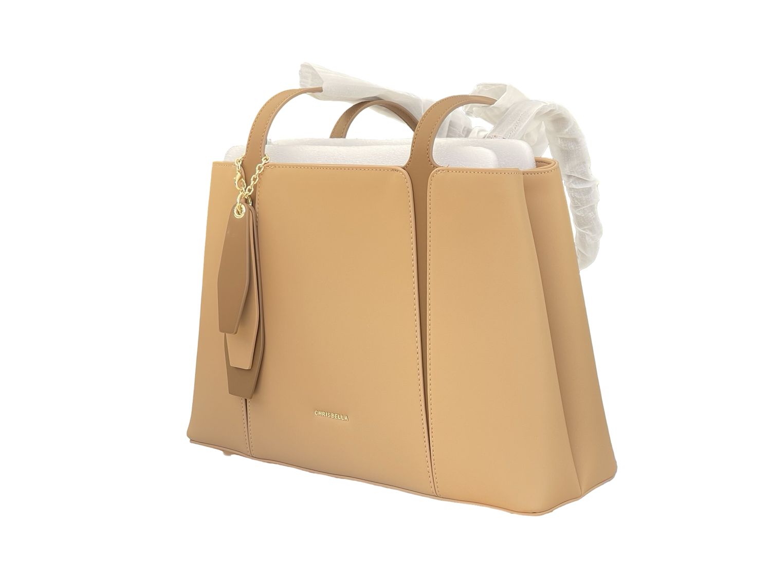 Chrisbella Structured Top Handle Handbag – Tan
