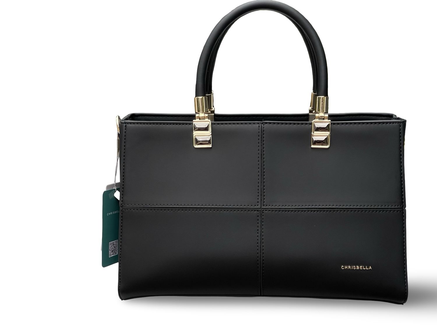 Chrisbella Structured Top Handle Black Handbag