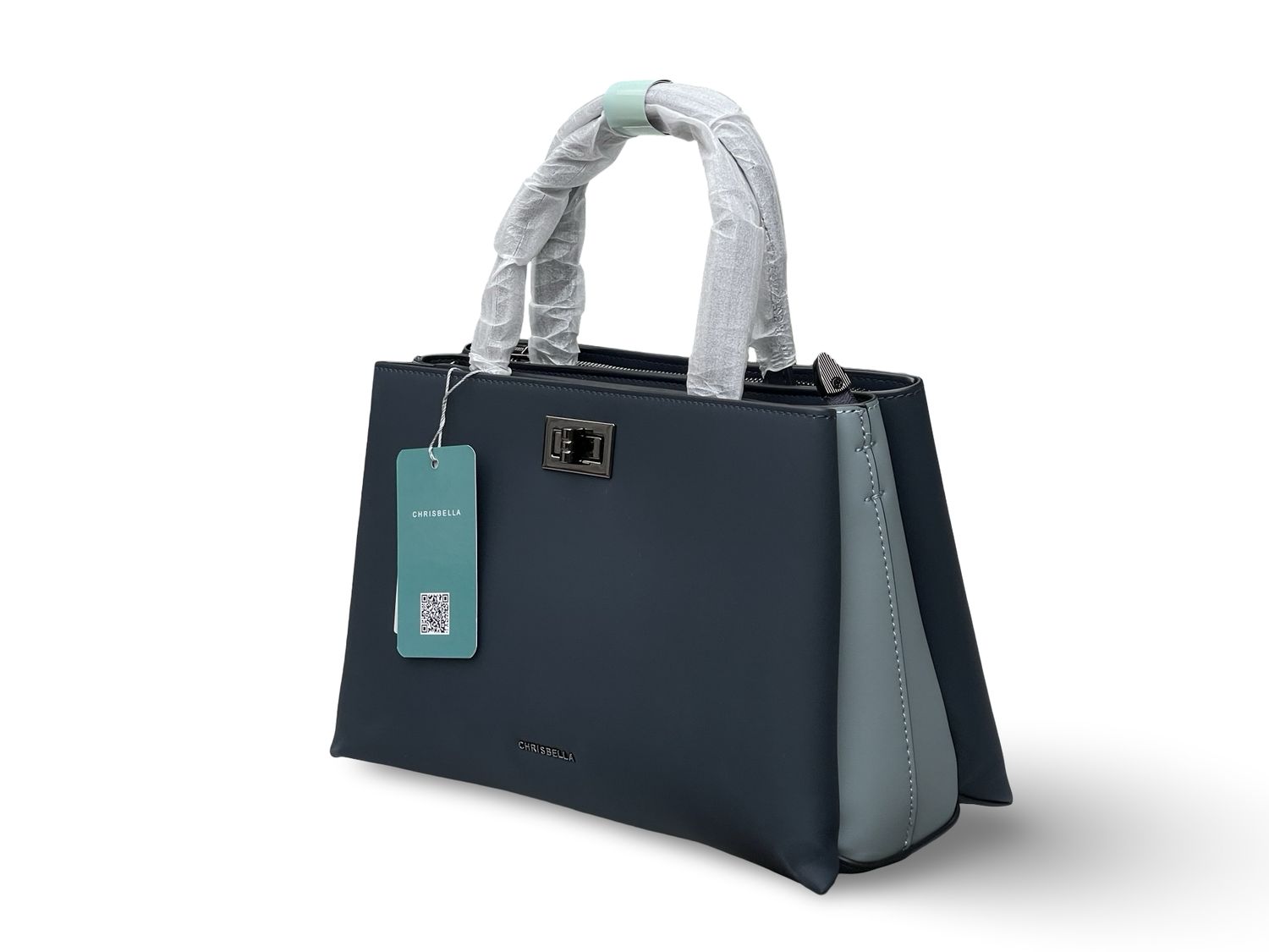 Chrisbella Structured Top Handle Navy Handbag