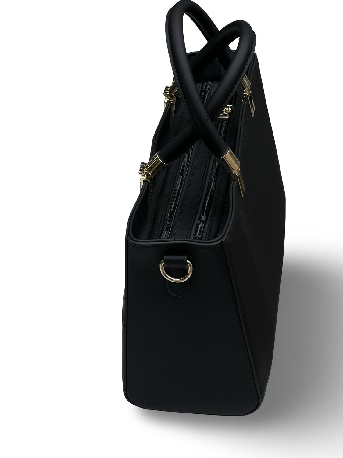 Chrisbella Structured Top Handle Black Handbag