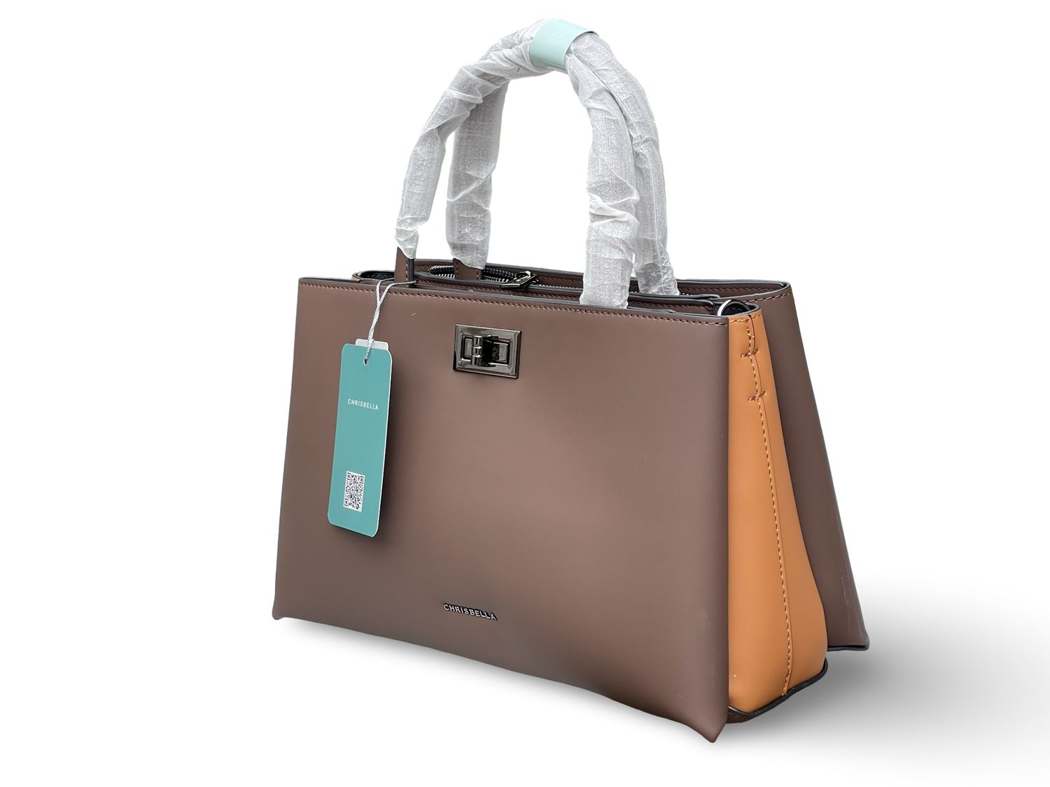 Chrisbella Structured Top Handle Coffee Handbag