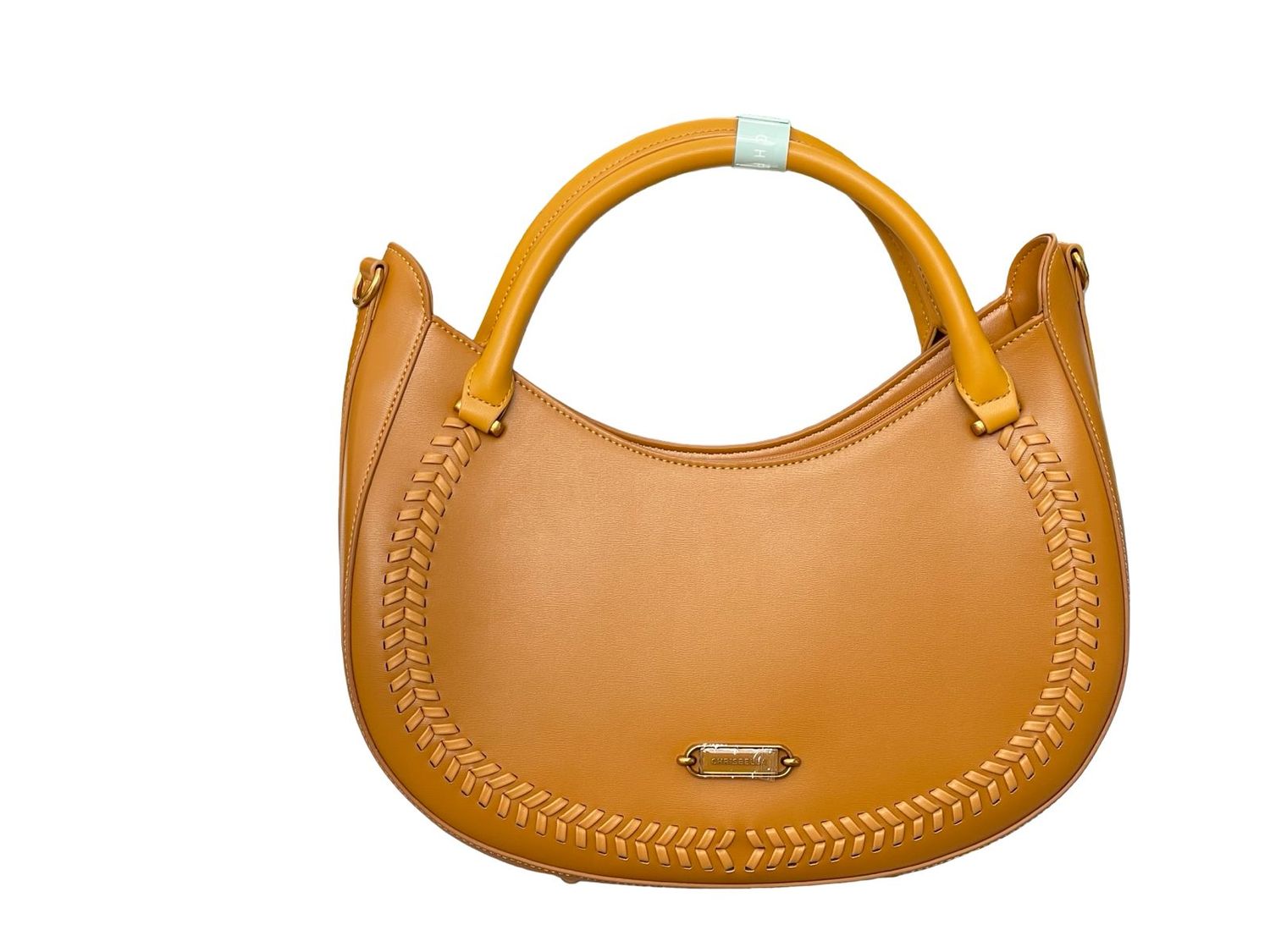Chrisbella Curved Top Handle Mustard Handbag