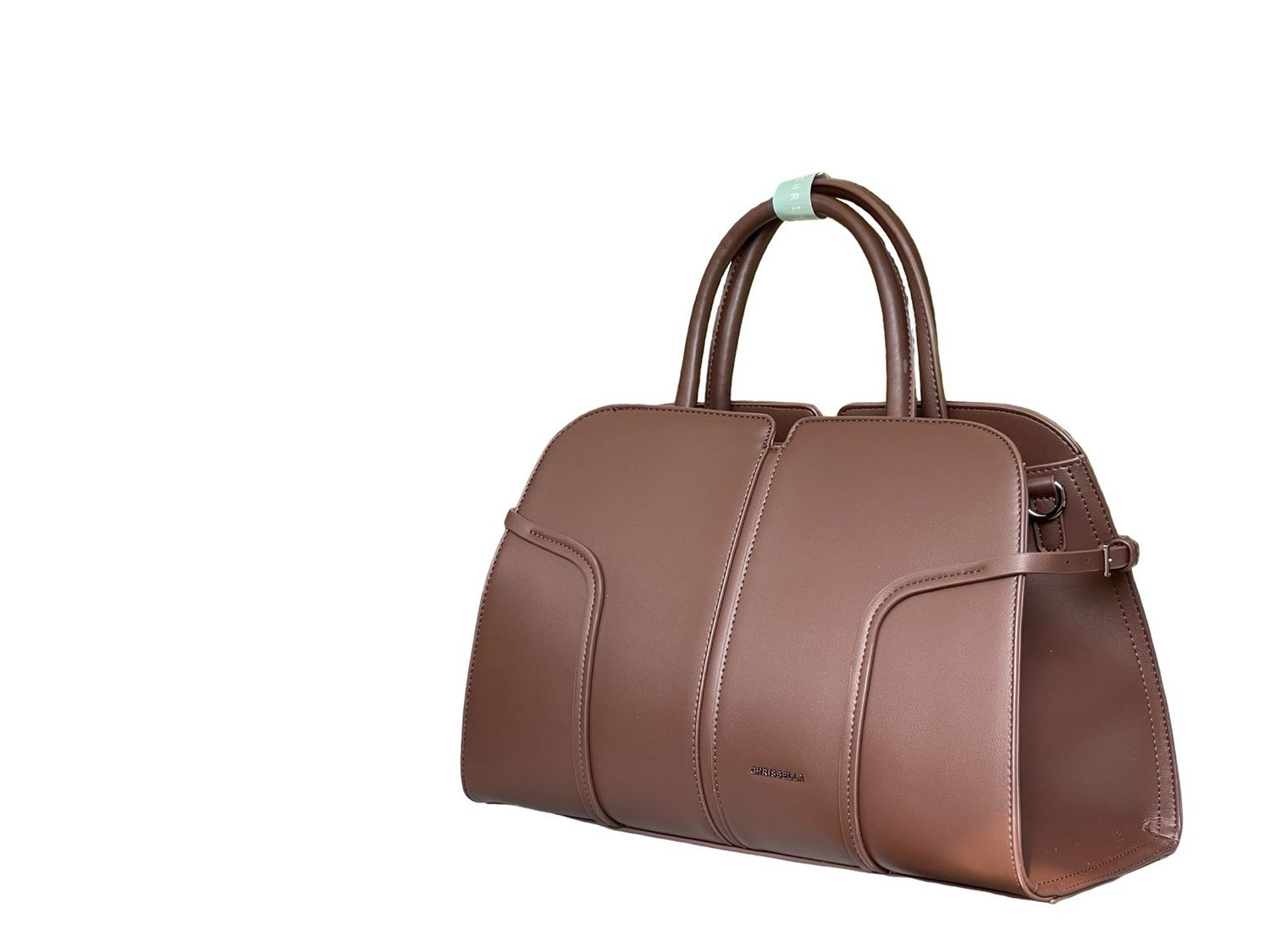 Chrisbella Structured Top Handle Dark Brown Handbag