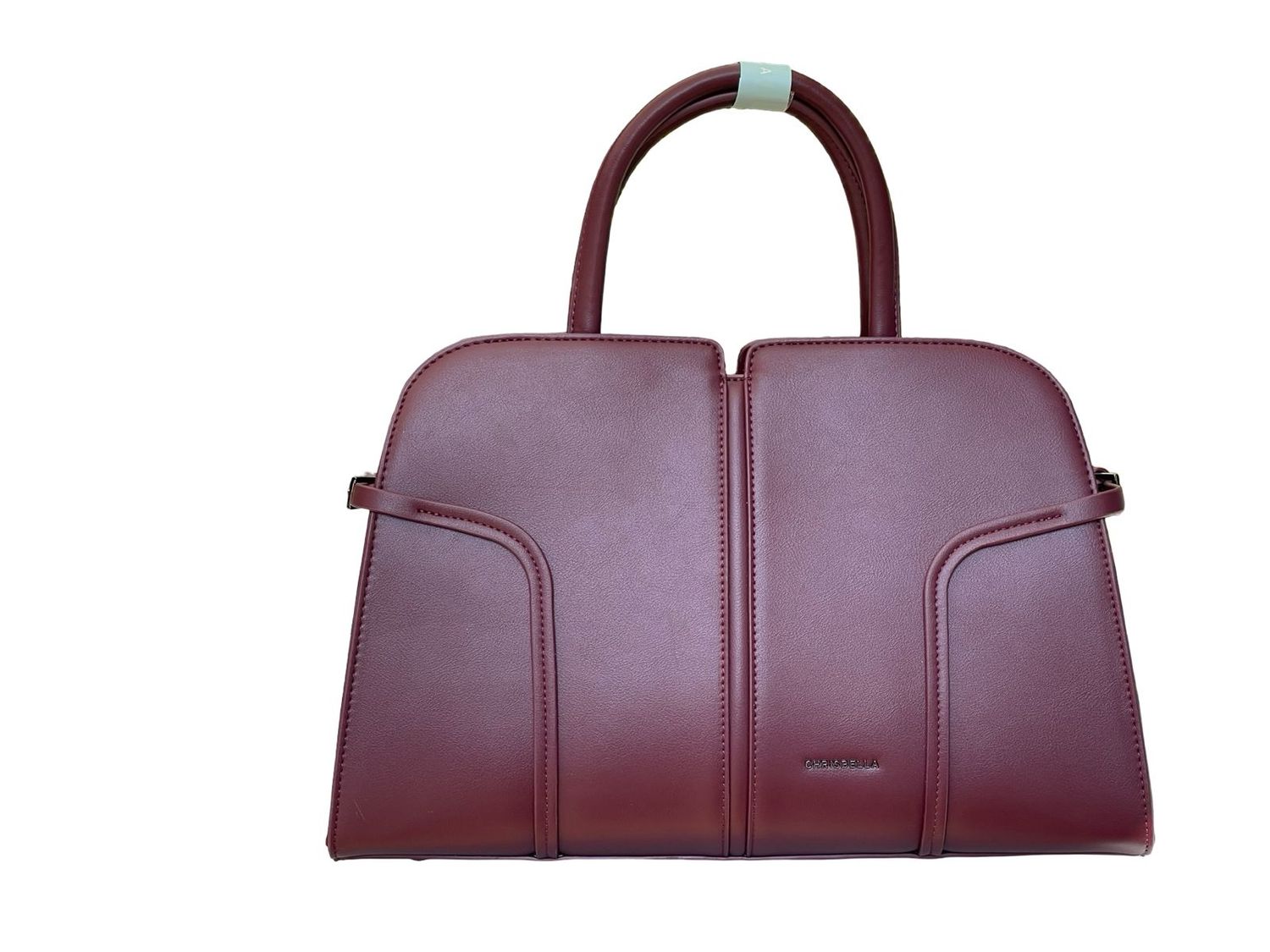 Chrisbella Structured Top Handle Burgundy Handbag