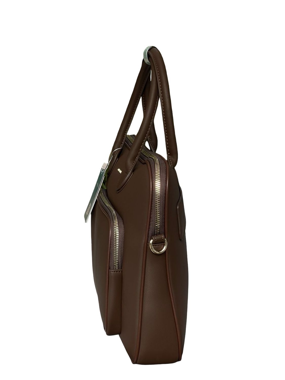 Chrisbella Structured Zip Top Handle Chocolate Office Handbag