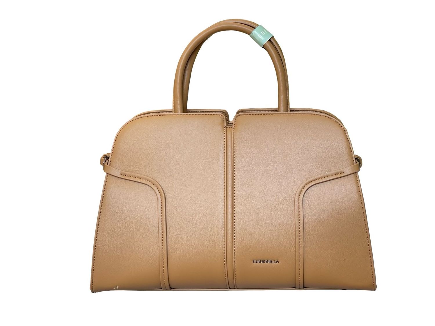Chrisbella Structured Top Handle Camel Handbag