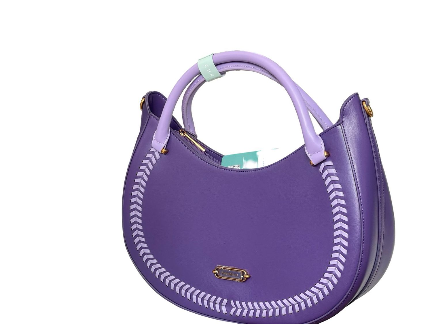 Chrisbella Curved Top Handle Purple Handbag