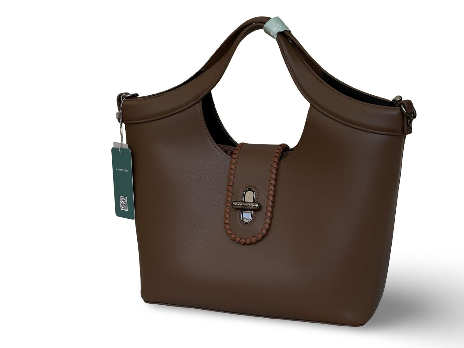 Chrisbella Sculpted Top Handle Chocolate Handbag