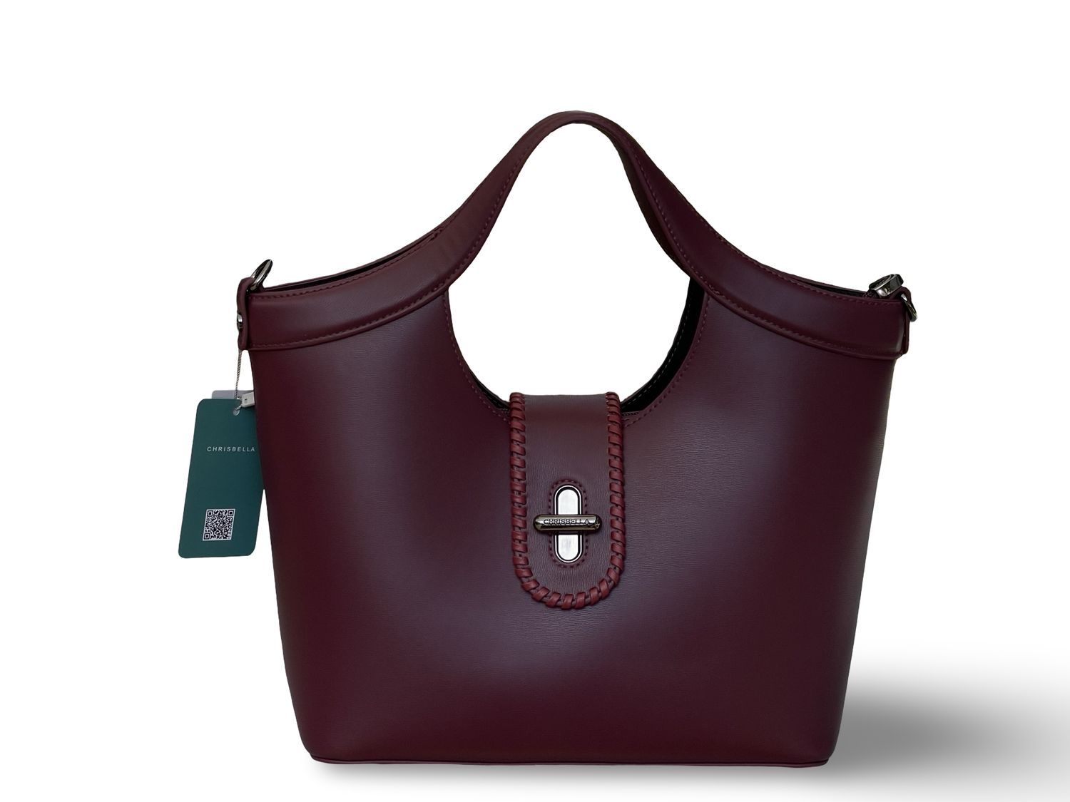 Chrisbella Sculpted Top Handle Burgundy Handbag