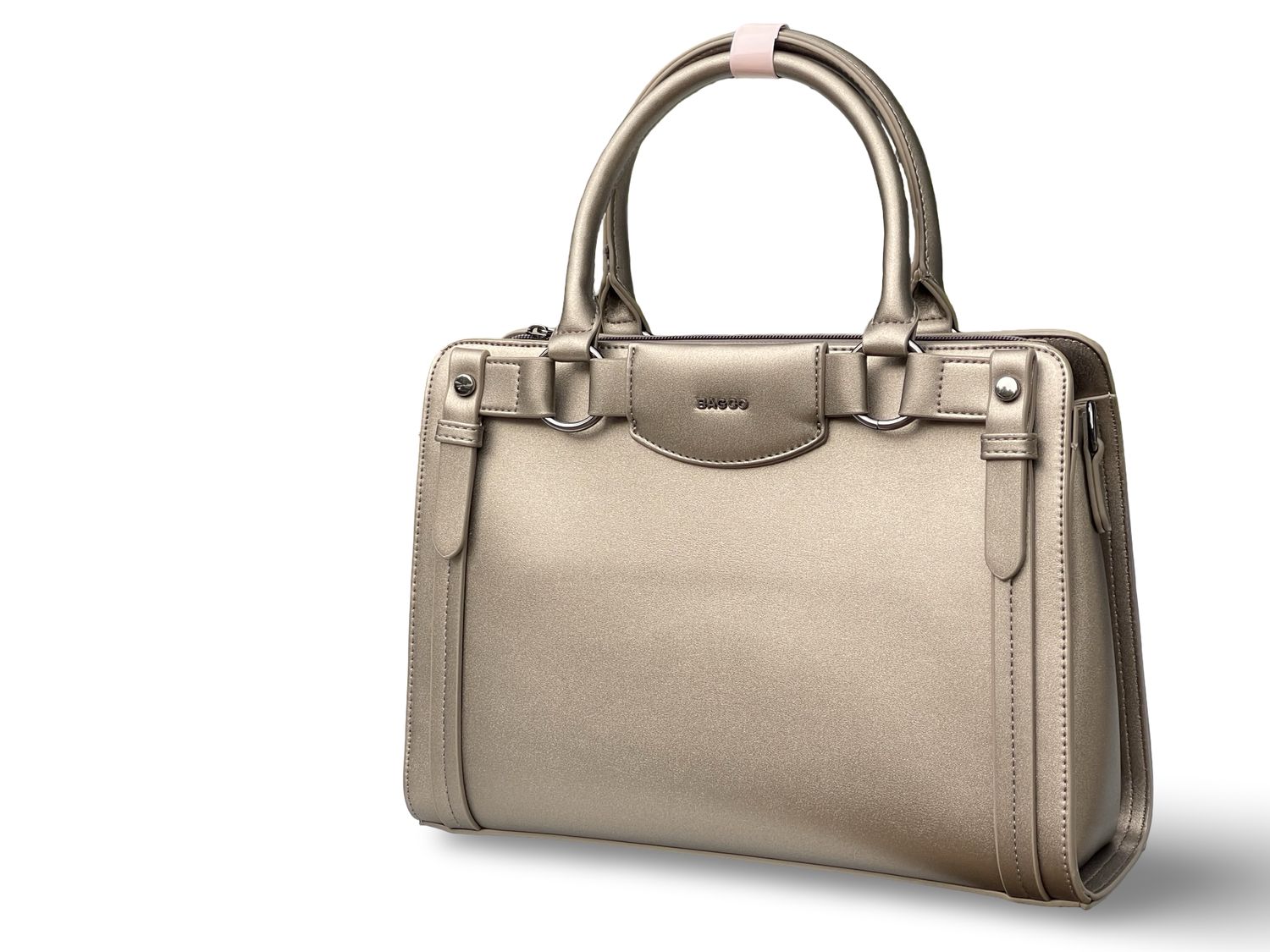 BAGCO Executive Structured Top Handle Handbag – Silver