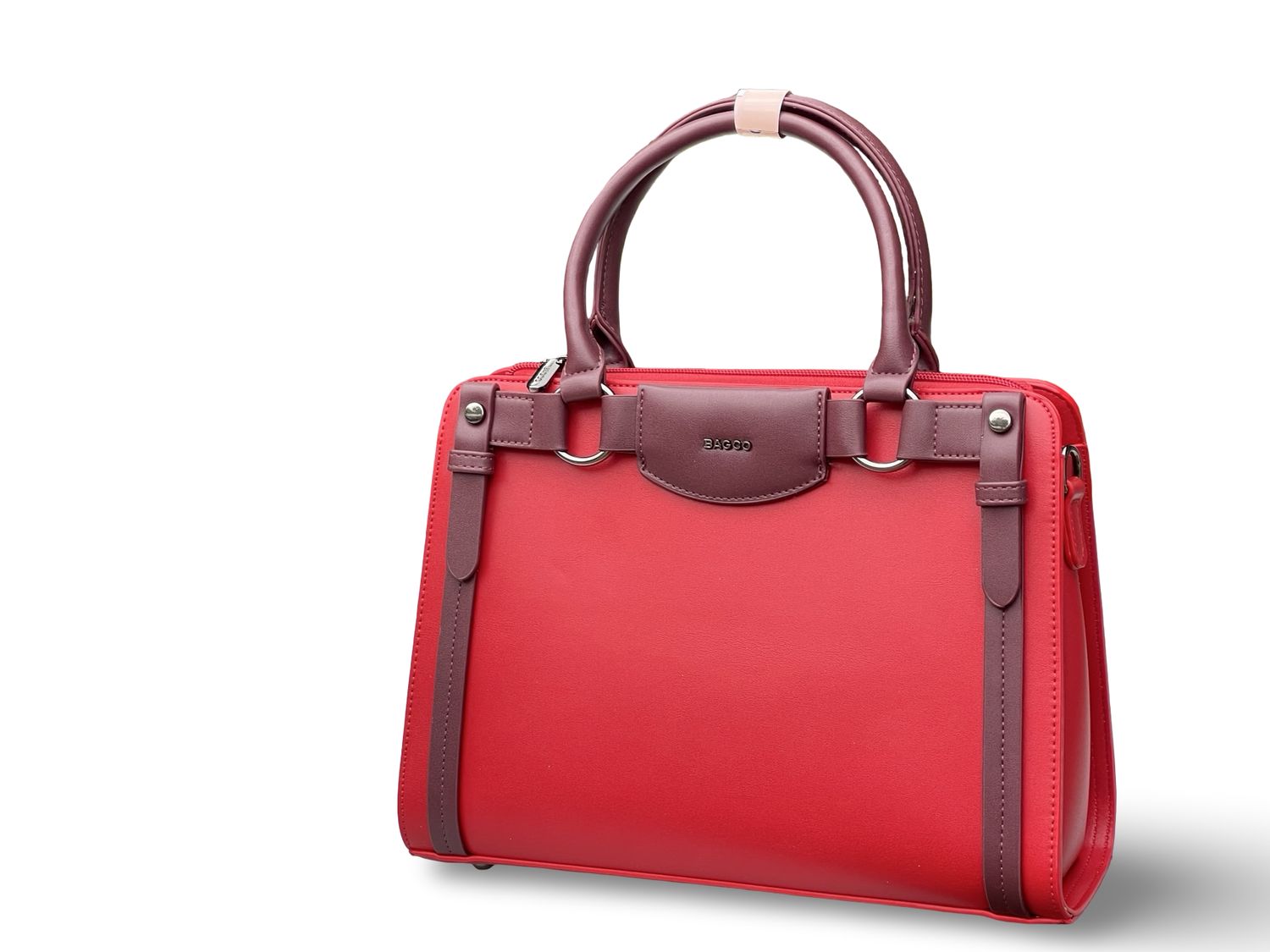 BAGCO Executive Structured Top Handle Handbag – Red
