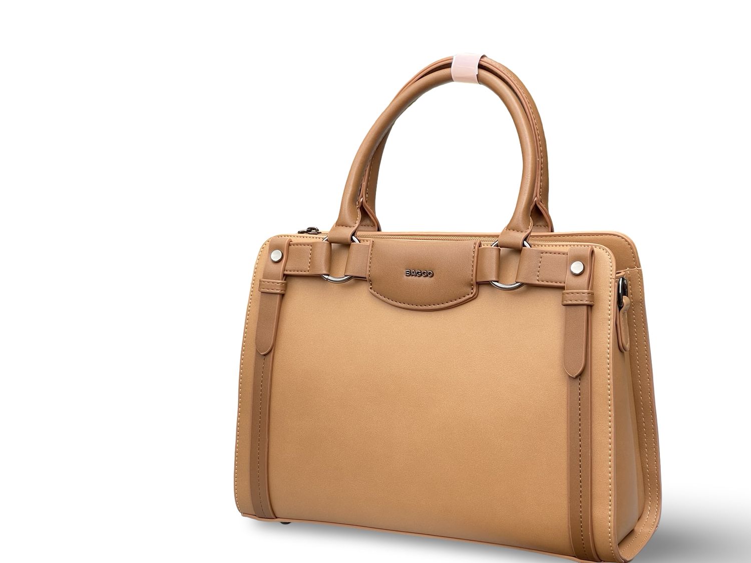 BAGCO Executive Structured Top Handle Handbag – Tan