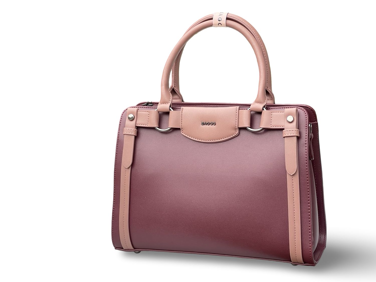 BAGCO Executive Structured Top Handle Handbag – Maroon