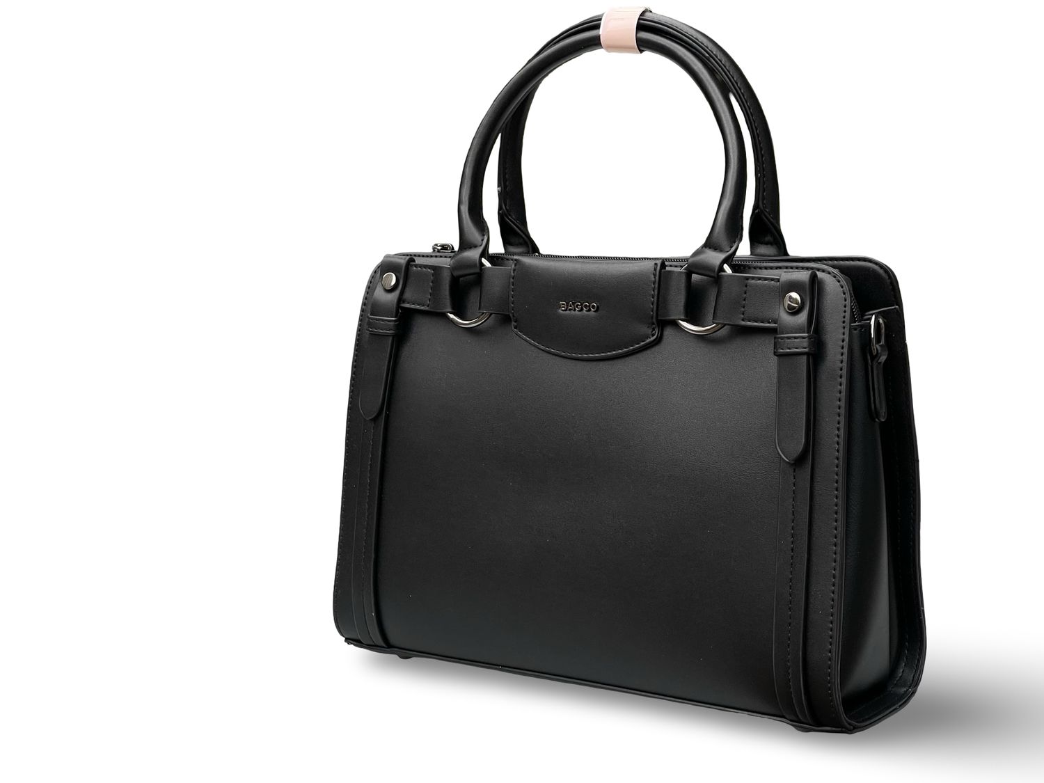 BAGCO Executive Structured Top Handle Handbag – Black