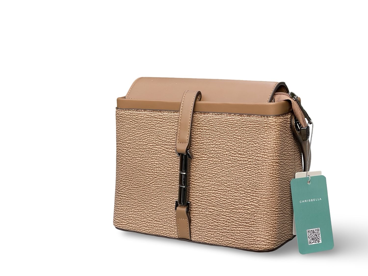 Chrisbella Sculpted Elegance Crossbody Bag - Coffee