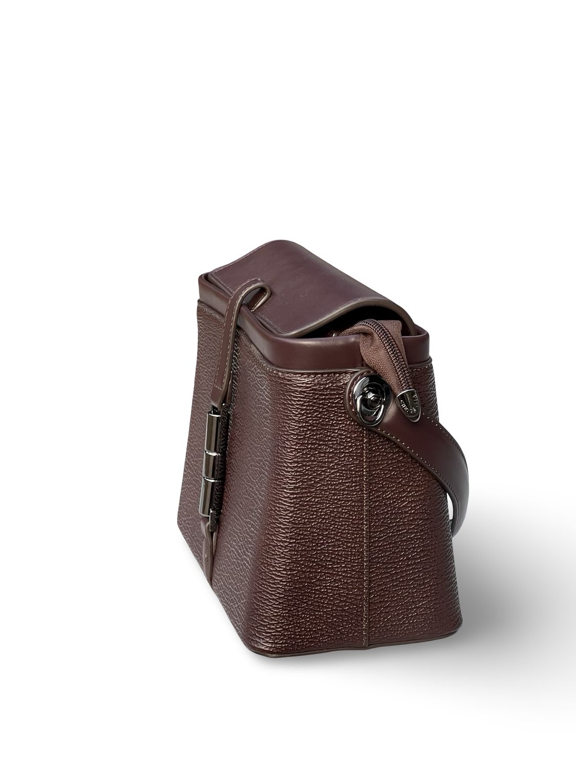 Chrisbella Sculpted Elegance Crossbody Bag – Deep Coffee