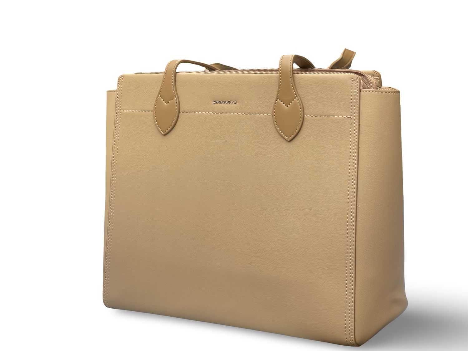 Chrisbella Oversized Executive Tote Tan Laptop Handbag