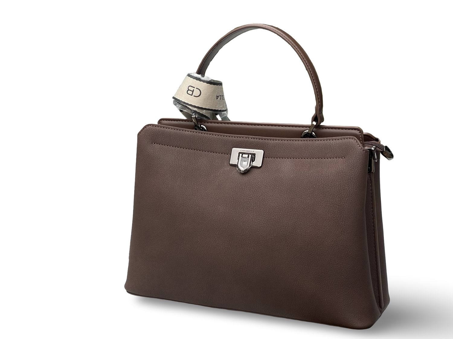 Chrisbella Structured Top‑Handle Deep Coffee Bag (Executive Color)