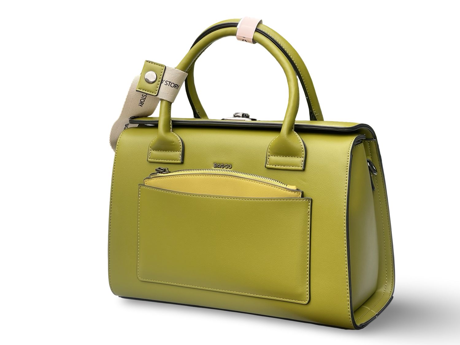 BAGCO Executive Structured Top Handle Handbag – Green
