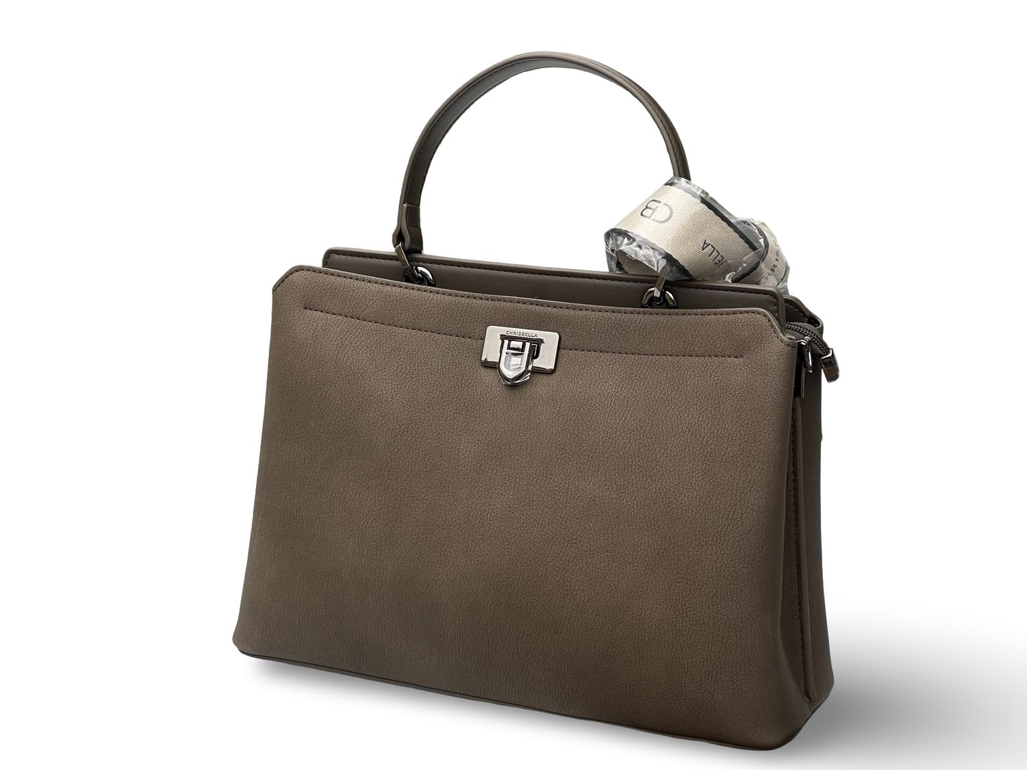 Chrisbella Structured Top‑Handle Gray Bag