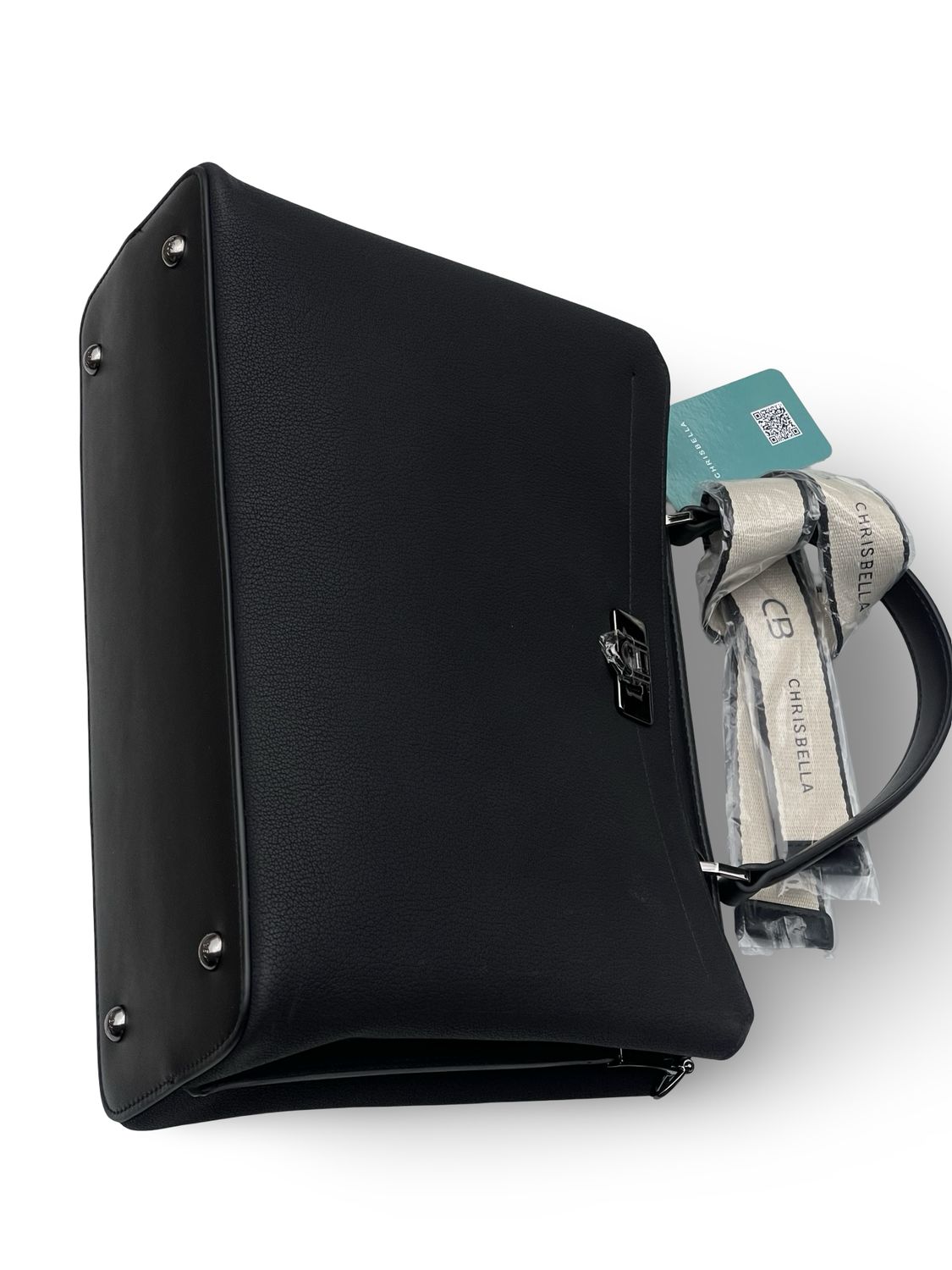 Chrisbella Structured Top‑Handle Black Bag