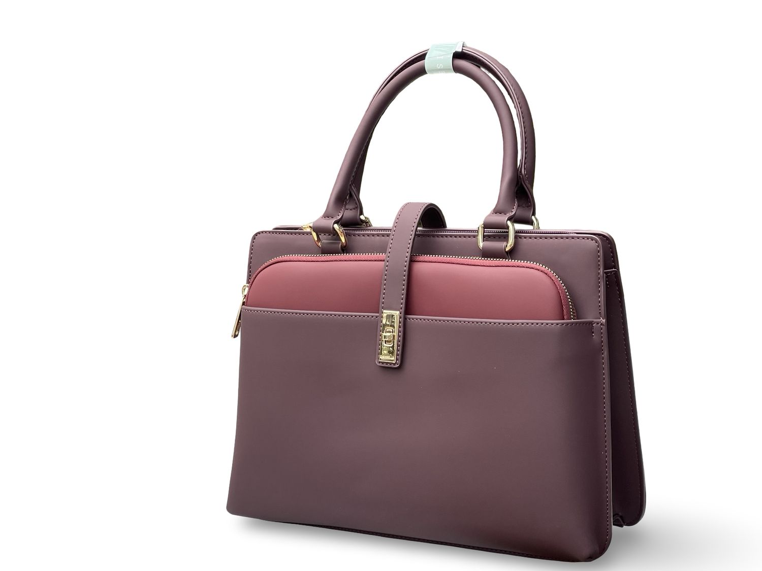 Chrisbella Structured Office Burgundy Tote Bag