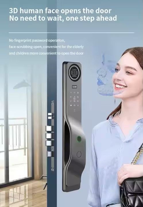 Smart WiFi Door Lock, Password Fingerprint Combination Lock, Equipped with A Door Viewer Camera, Support 3D Face Recognition Fingerprint for Apartment Home Hotel