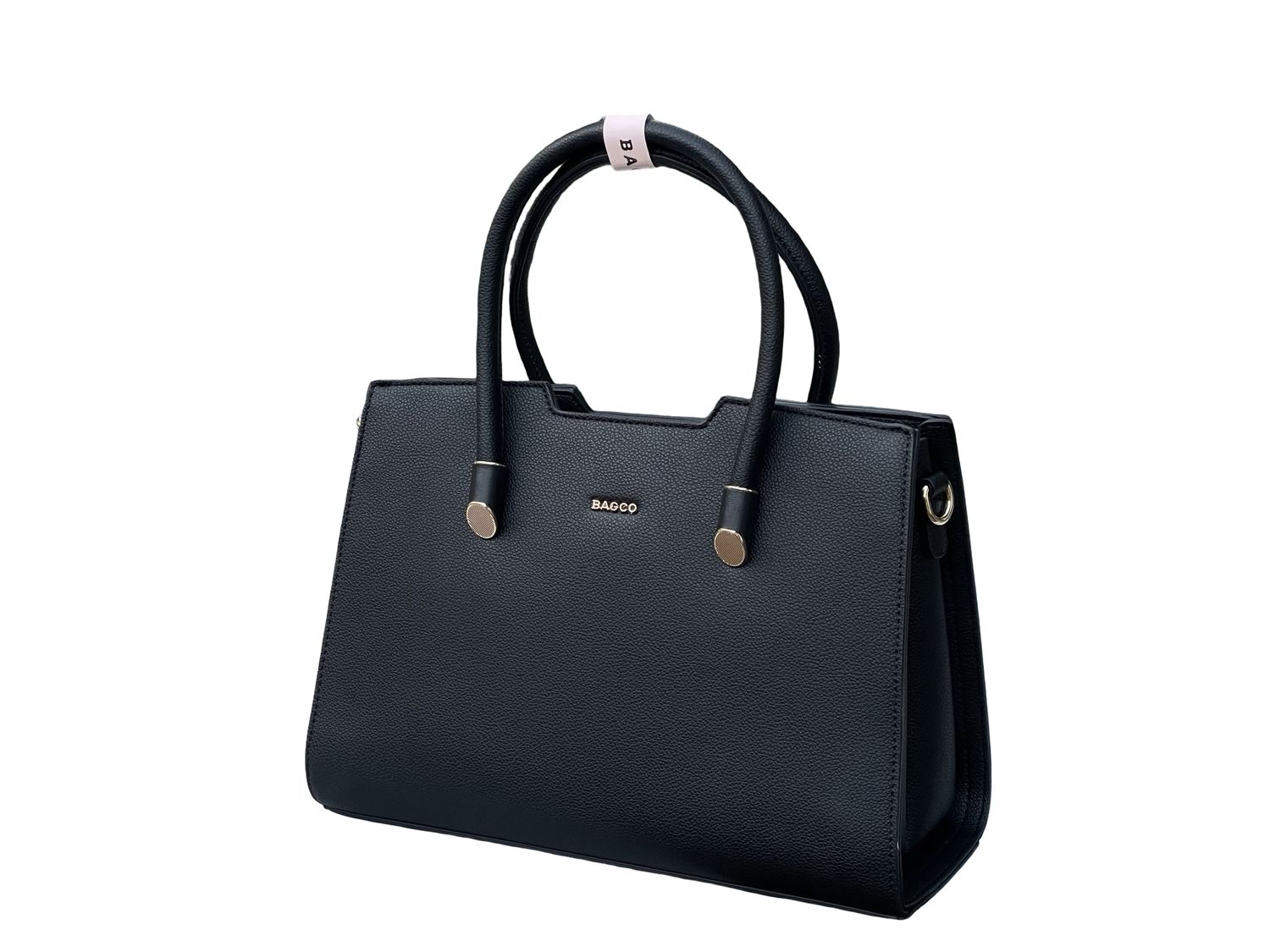 BAGCO Structured Leather Top‑Handle Tote – Black