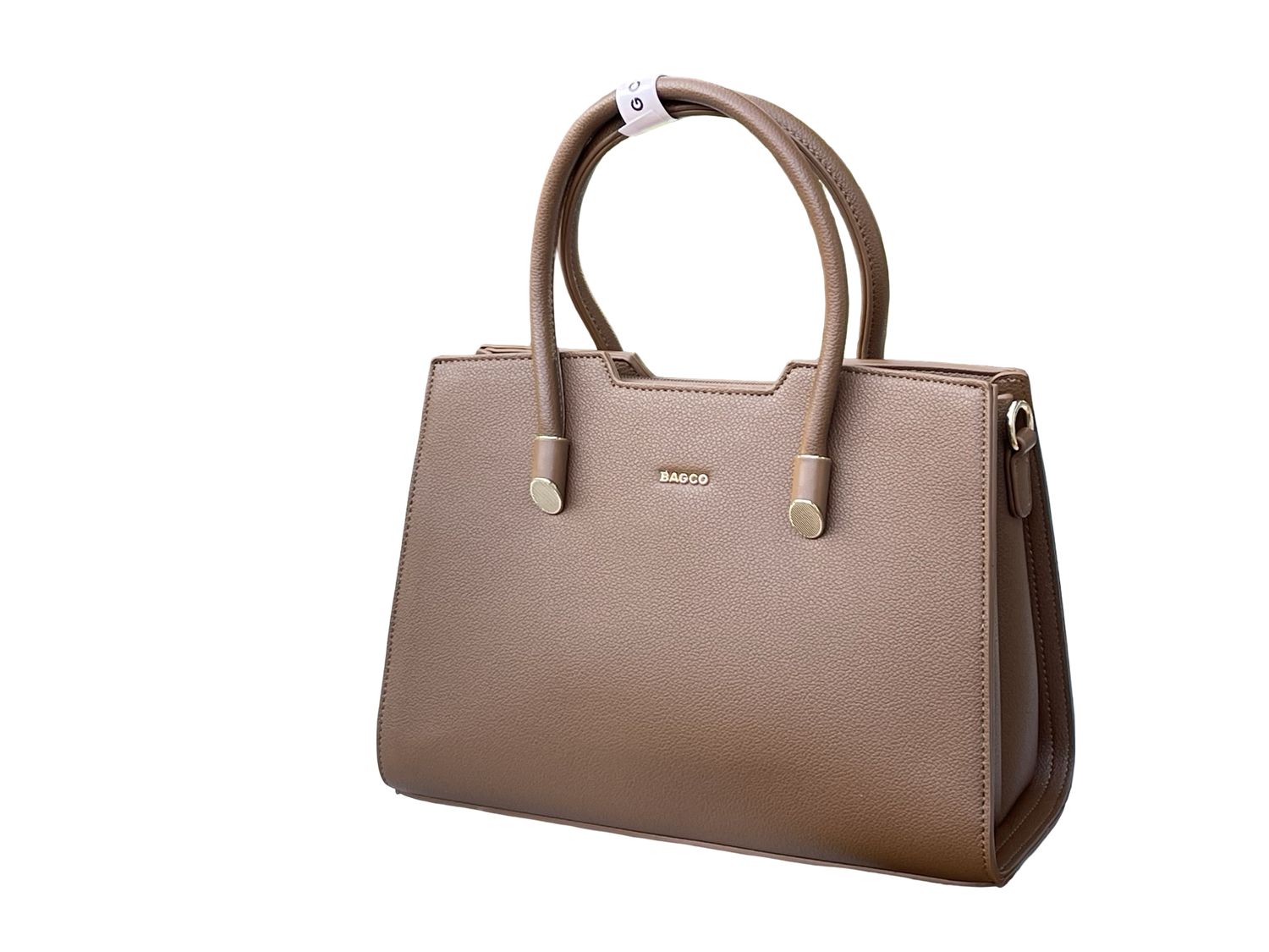 BAGCO Structured Leather Top‑Handle Tote – Taupe