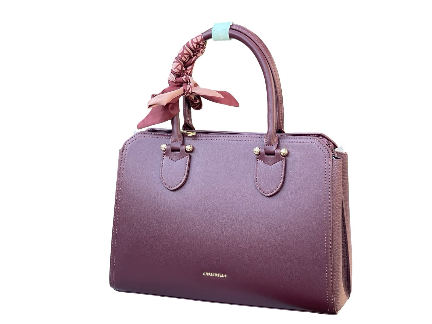 CHRISBELLA Refined Work Tote Bag with Silk Accent – Burgundy