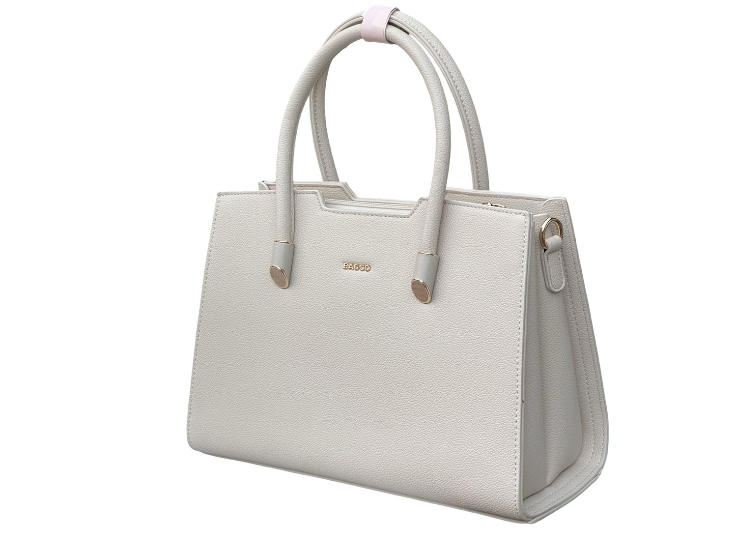 BAGCO Structured Leather Top‑Handle Tote – White