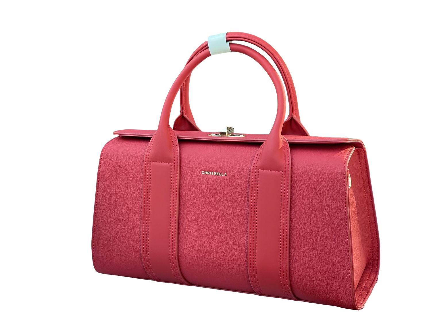 CHRISBELLA Statement Barrel Tote – Crimson