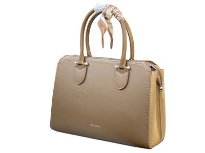 CHRISBELLA Refined Work Tote Bag with Silk Accent – Camel