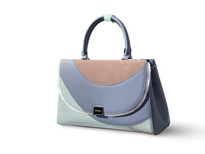 The Chrisbella Celeste Colourblock Top-Handle Handbag - Soft Powder Blue