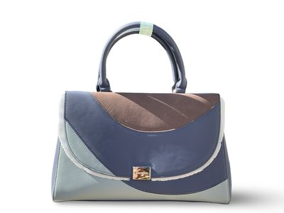 The Chrisbella Celeste Colourblock Top-Handle Handbag - Soft Powder Blue