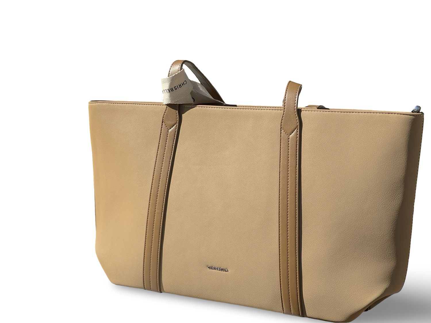 Chrisbella Oversized Executive Tote Tan Laptop Handbag