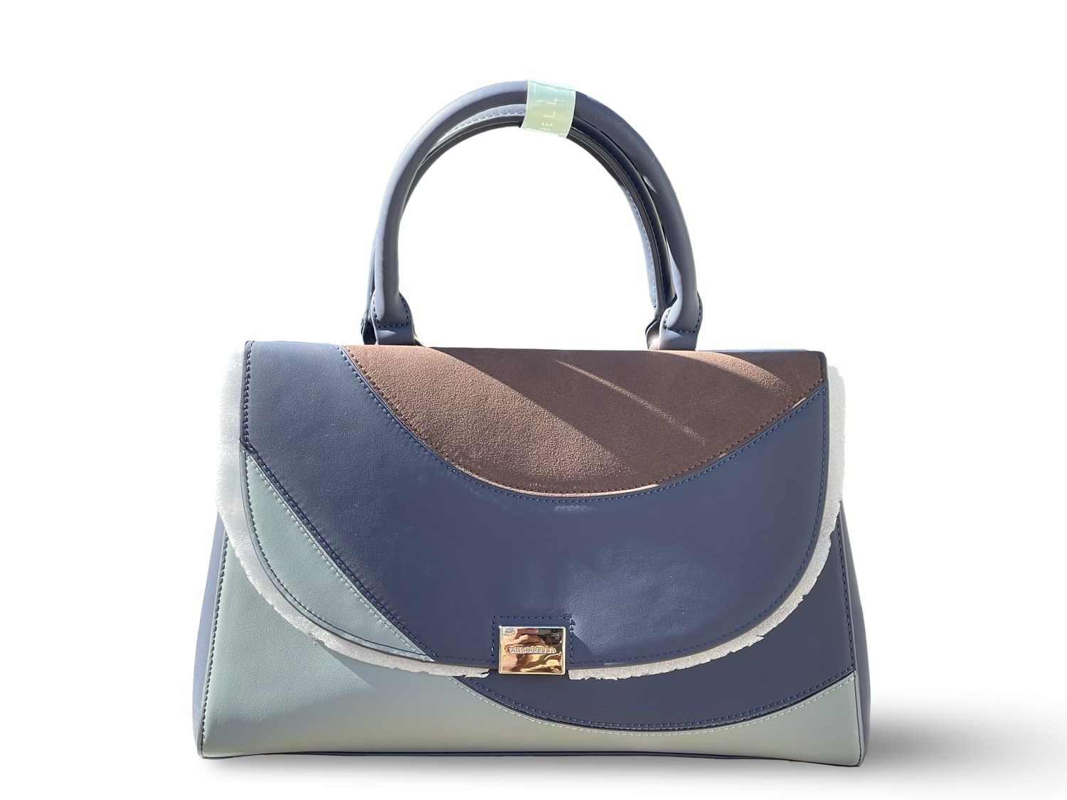 The Chrisbella Celeste Colourblock Top-Handle Handbag - Soft Powder Blue
