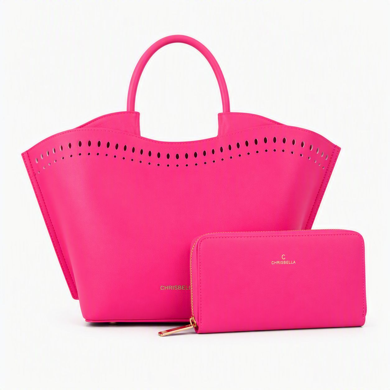 Chrisbella Signature Pink Tote Bag &amp; Wallet Set