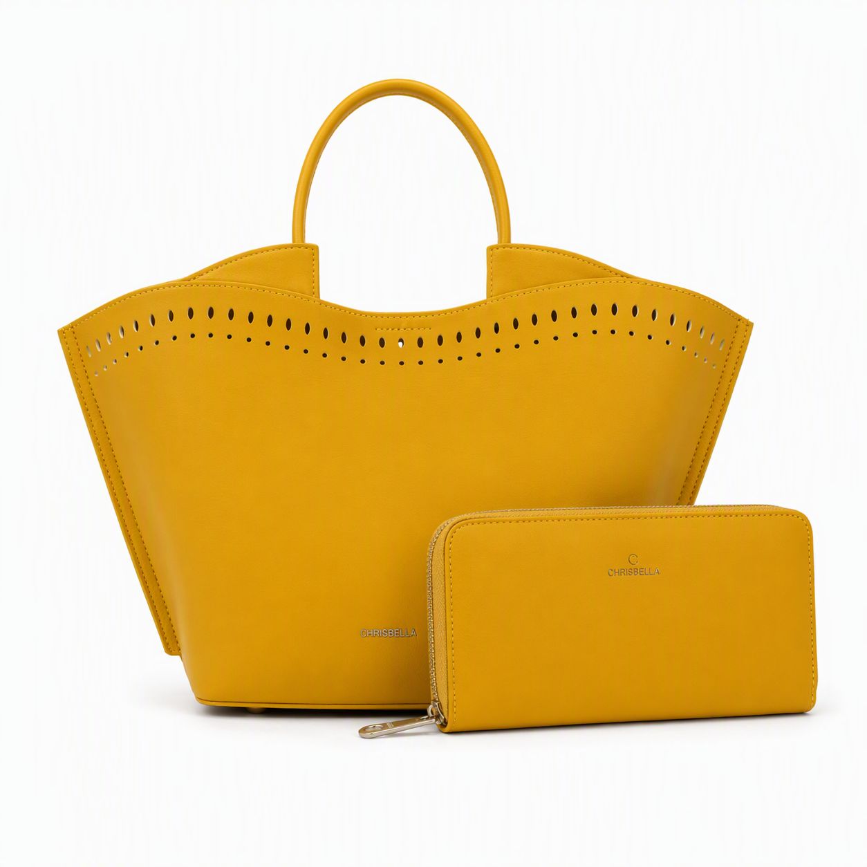 Chrisbella Signature Yellow Tote Bag &amp; Wallet Set