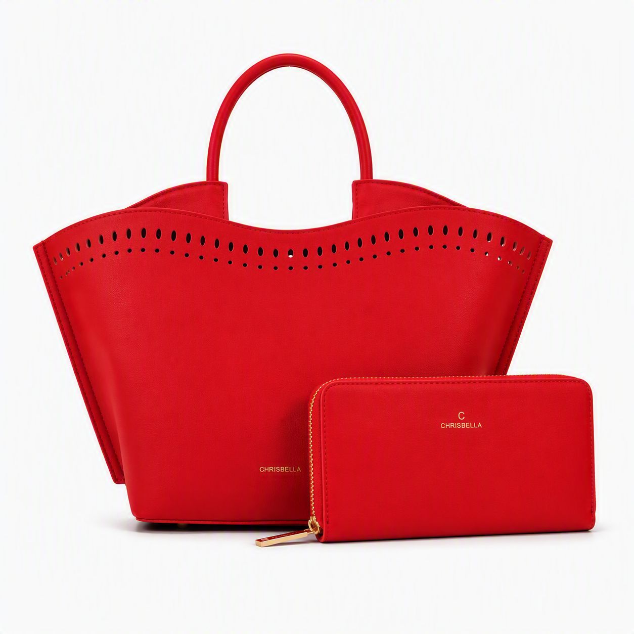 Chrisbella Signature Red Tote Bag &amp; Wallet Set