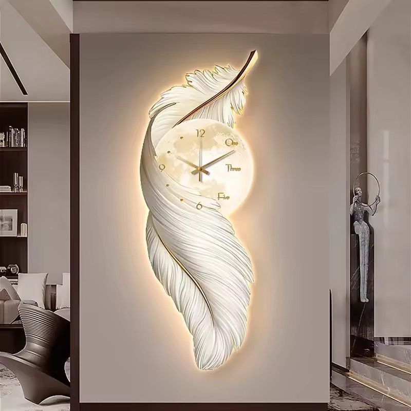 Moon Feather LED Wall Clock