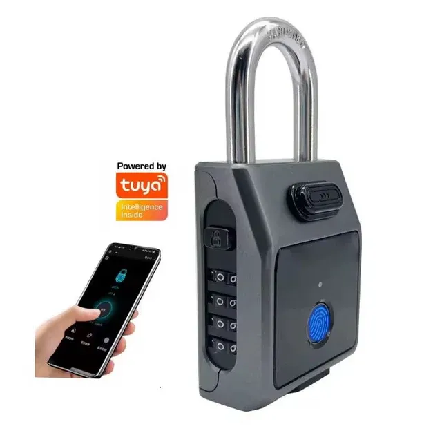 Bluetooth Smart Lock Box with Fingerprint &amp; App Control- Black