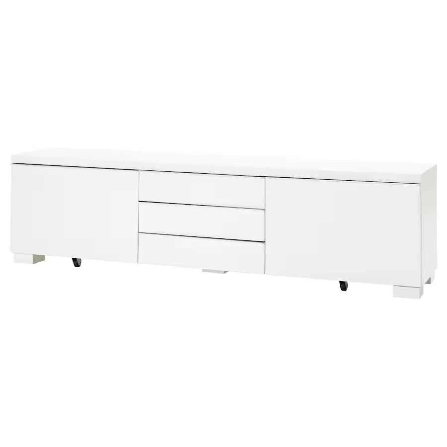 BESTA BURS TV bench 180x41x49cm, High-gloss white