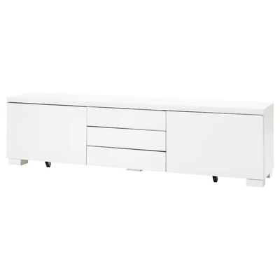 BESTA BURS TV bench 180x41x49cm, High-gloss white