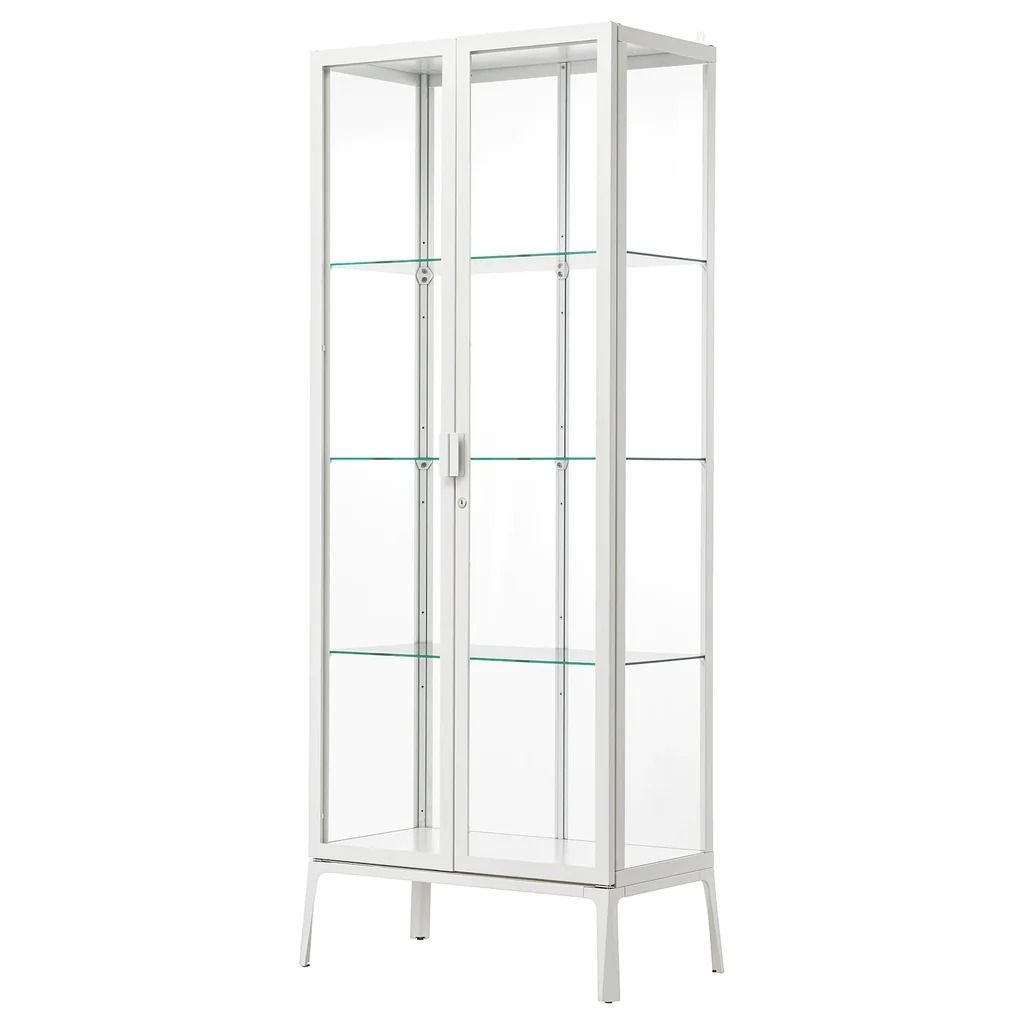 MILSBO Glass-door cabinet, White, 73x175cm