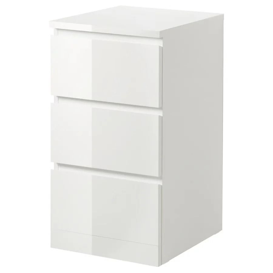 MALM Chest of 3 drawers, HIGH GLOSS WHITE, 40x78cm