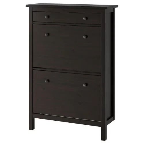 HEMNES Shoe cabinet with 2 compartments, black-brown, 89x30x127 cm