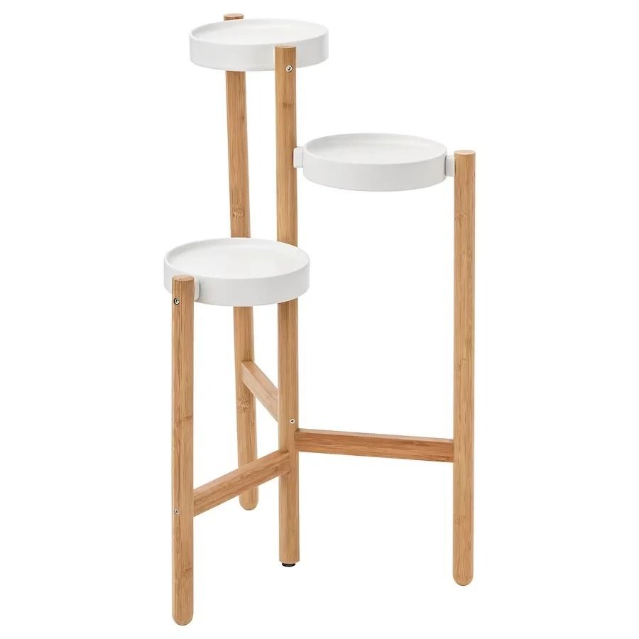SATSUMAS Plant stand, Bamboo/white, 78cm