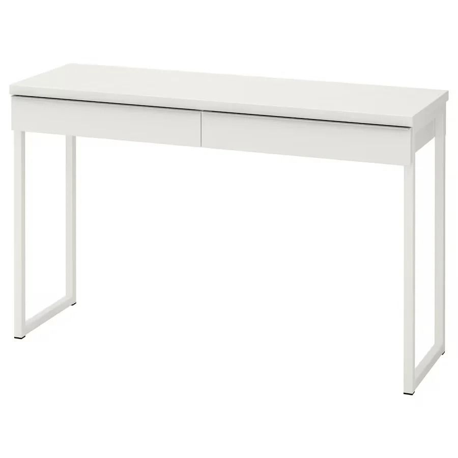 BESTA BURS Desk, 120x40cm, High-gloss white